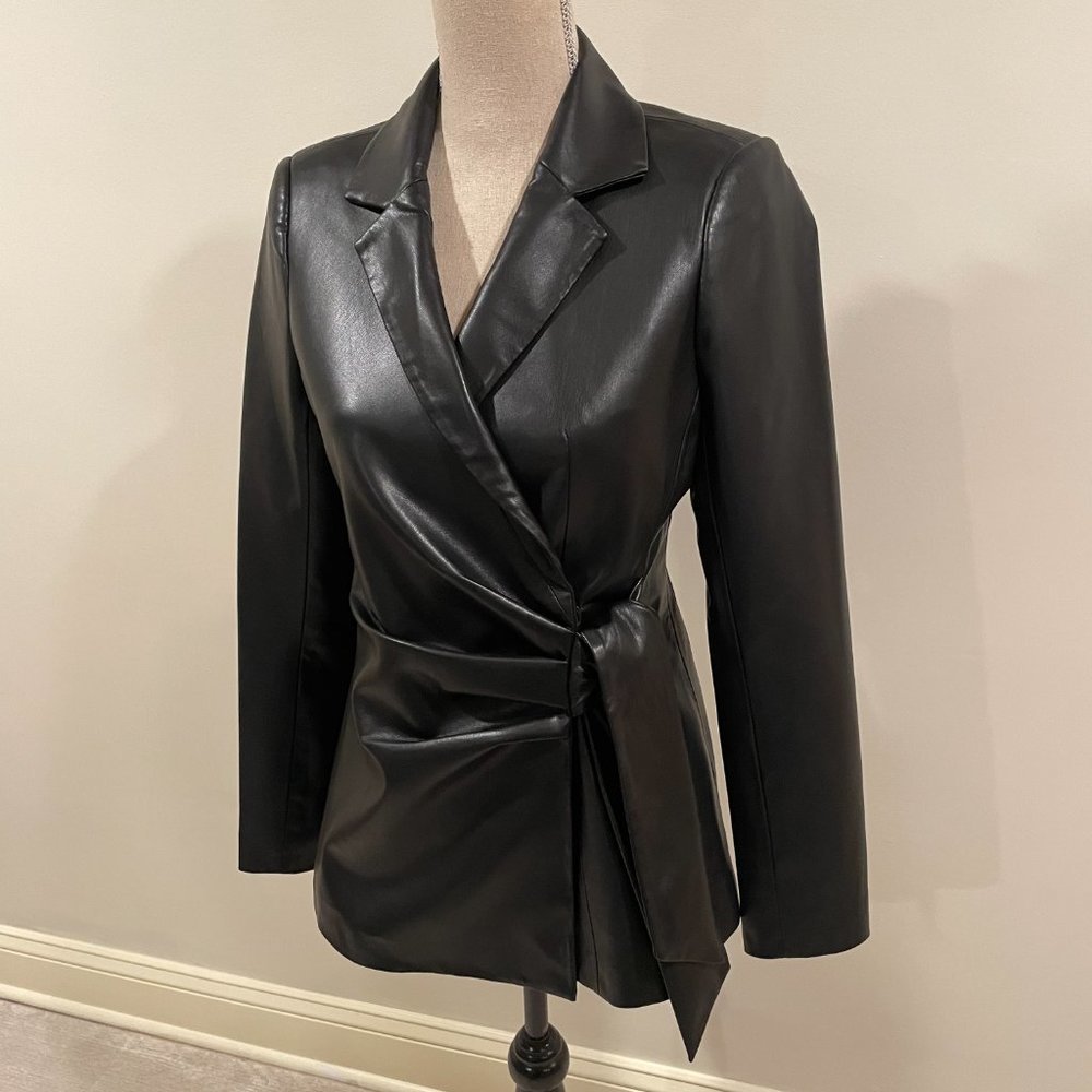 SOSKEN STUDIOS WOMEN'S FAUX LEATHER BLACK JACKET SIZE 1/USA 6 BNWOT